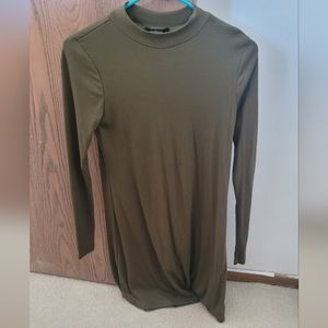 Long sleeve military green dress